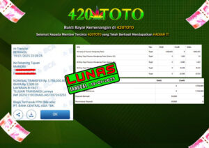 BUKTI KEMENANGAN 420TOTO - PADA PERMAINAN TOGEL PERMAINAN HONGKONG POOLS 19-01-2025